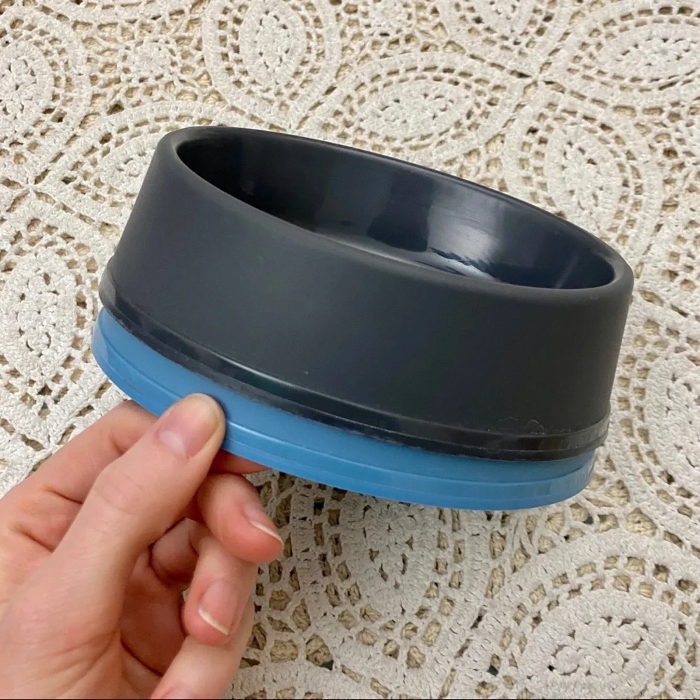 Two pet food + water bowls